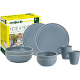 PACK VAISSELLE TETE A TETE DOLOMIT BLEU 8 PIECES ANTIGLISSE - BRUNNER