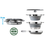 SET CUISINE PLIABLE VOLCANO FOLD-AWAY 4 PIECES SILICONE ET ACIER - BRUNNER