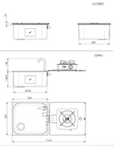 CLC1710 - Bloc compact rectangle évier + 1 feux encastrable piezo