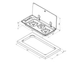 FC1349-E-B - Réchaud 3 feux avec couvercle 716x340mm