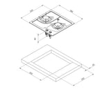 PC1322-P - Réchaud 2 feux sans couvercle 380x360mm