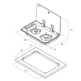 FC1336-P - Réchaud 2 feux avec couvercle 530x340mm