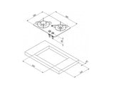 PV1351-S - Réchaud plaque verre 2 feu sans couvercle 380x280mm