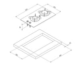 PV1357-S - Réchaud plaque verre 2 feu sans couvercle 300x500mm